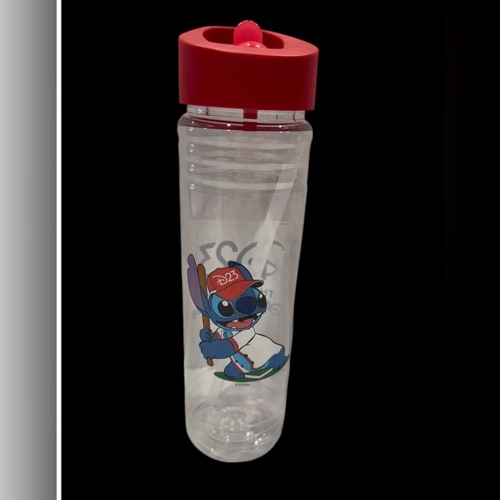 Stitch Baseball Water Bottle - Red Lid